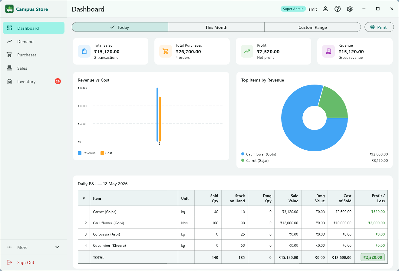 Campus Store Shop Management Software