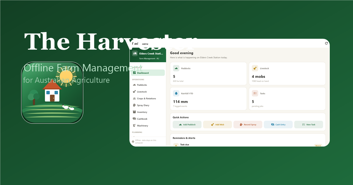 The Harvester Offline Farm Management App